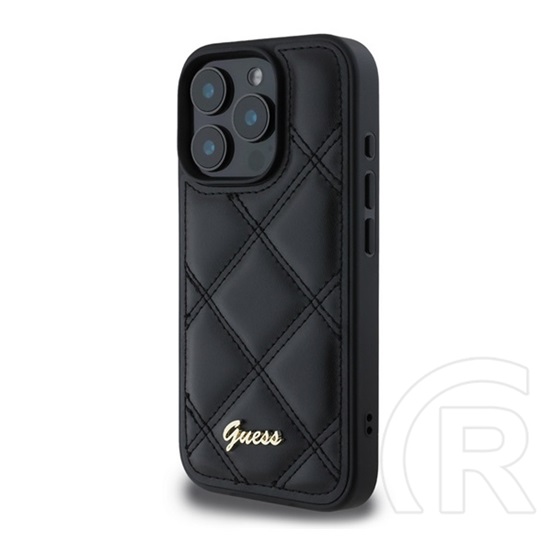 CG Mobile Apple iPhone 16 Pro guess pu leather quilted szilikon védő (ütésállóság, bőr hatású hátlap, rombusz) fekete