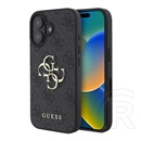 CG Mobile Apple iPhone 16 guess 4g big logo szilikon telefonvédő (ütésállóság, bőr hatású hátlap) fekete