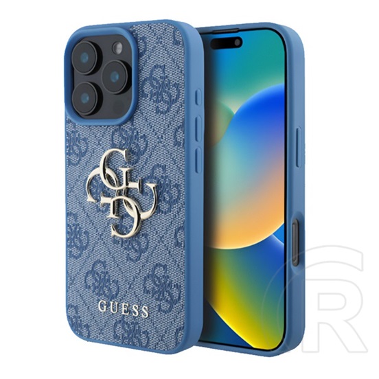 CG Mobile Apple iPhone 16 guess 4g big logo szilikon telefonvédő (ütésállóság, bőr hatású hátlap) világoskék