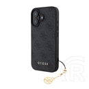 CG Mobile Apple iPhone 16 guess 4g charms műanyag telefonvédő (textil hátlap, telefondísz) sötétszürke