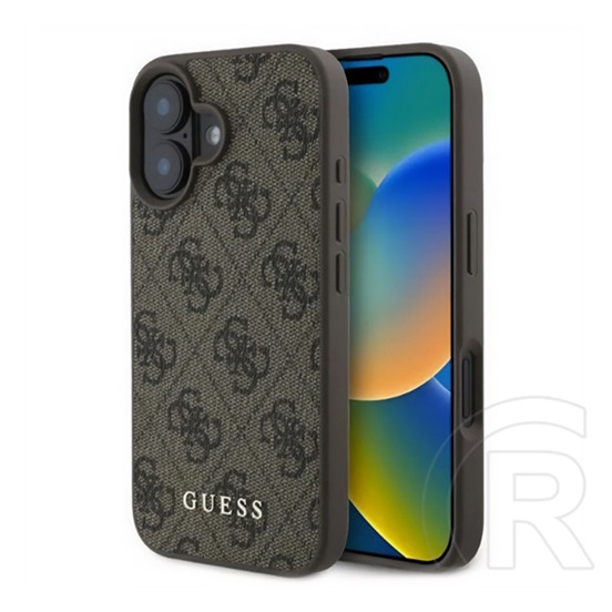 CG Mobile Apple iPhone 16 guess 4g metal gold logo műanyag telefonvédő (textil hátlap) sötétbarna