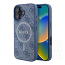 CG Mobile Apple iPhone 16 guess 4g ring classic logo szilikon védő (ütésállóság, textil hátlap, magsafe) világoskék