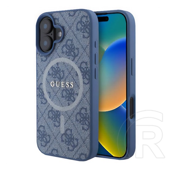 CG Mobile Apple iPhone 16 guess 4g ring classic logo szilikon védő (ütésállóság, textil hátlap, magsafe) világoskék