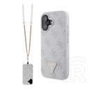 CG Mobile Apple iPhone 16 guess crossbody szilikon telefonvédő (ütésállóság, bőr hatású hátlap + vállpánt) rózsaszín