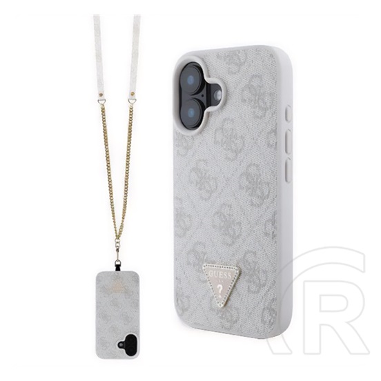 CG Mobile Apple iPhone 16 guess crossbody szilikon telefonvédő (ütésállóság, bőr hatású hátlap + vállpánt) rózsaszín
