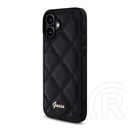 CG Mobile Apple iPhone 16 guess pu leather quilted szilikon telefonvédő (ütésállóság, bőr hatású hátlap, rombusz) fekete