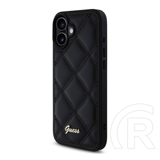 CG Mobile Apple iPhone 16 guess pu leather quilted szilikon telefonvédő (ütésállóság, bőr hatású hátlap, rombusz) fekete