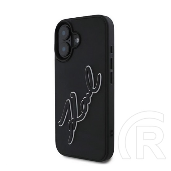 CG Mobile Apple iPhone 16 karl lagerfeld 3d rubber signature szilikon telefonvédő (ütésállóság, 3d) fekete