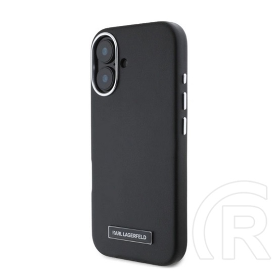 CG Mobile Apple iPhone 16 karl lagerfeld fw metal plate magsafe védő (ütésálló, eco bőr hatású hátlap, magsafe) fekete