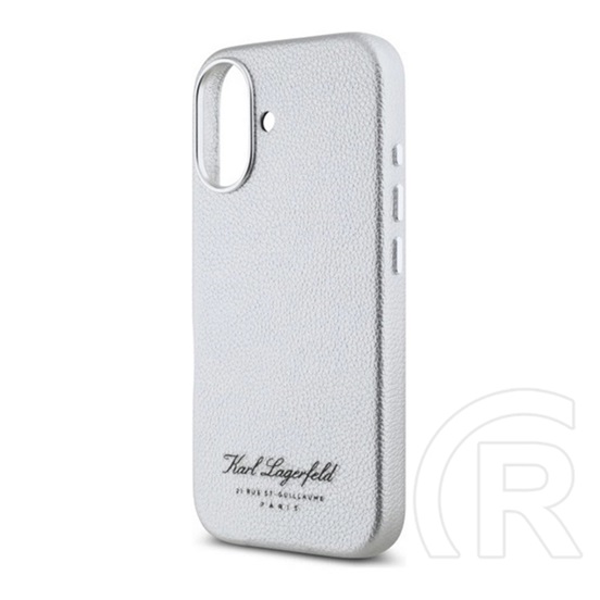 CG Mobile Apple iPhone 16 karl lagerfeld grained pu hotel rsg szilikon védő (ütésálló, bőr hatású hátlap) világosszürke