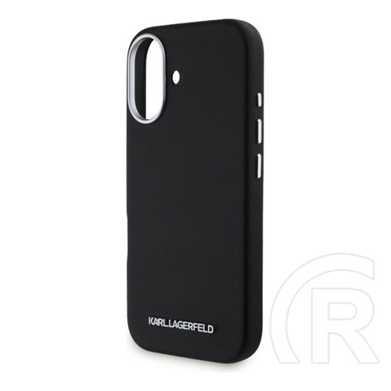 CG Mobile Apple iPhone 16 karl lagerfeld saffiano full wrapped elongated metal logo védő (ütésálló, magsafe) fekete