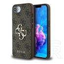 CG Mobile Apple iPhone 16e guess pu 4g metal logo case műanyag telefonvédő (ütésállóság, bőr hatású hátlap) barna