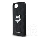 CG Mobile Apple iPhone 16e karl lagerfeld monogram choupette head pin védő (ütésálló, bőr hatású hátlap, magsafe) fekete