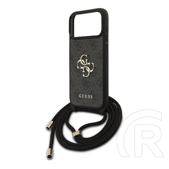 CG Mobile Apple iPhone 17 Pro Max guess 4g big logo crossbody védő (ütésálló, bőr hatású hátlap + vállpánt) fekete