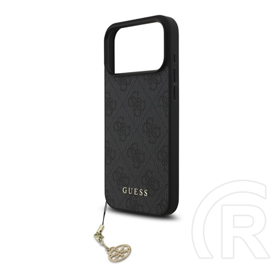 CG Mobile Apple iPhone 17 Pro Max guess 4g charms műanyag telefonvédő (textil hátlap, telefondísz) sötétszürke