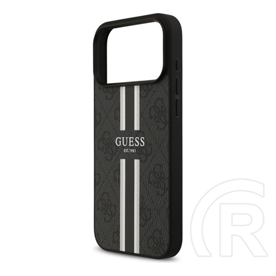 CG Mobile Apple iPhone 17 Pro Max guess 4g printed stripes szilikon védő (ütésálló, bőr hatású hátlap, magsafe) fekete