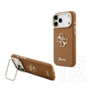 CG Mobile Apple iPhone 17 Pro Max guess grained big 4g & stand camera védő (eco bőr hatású hátlap, kitámasztó) barna