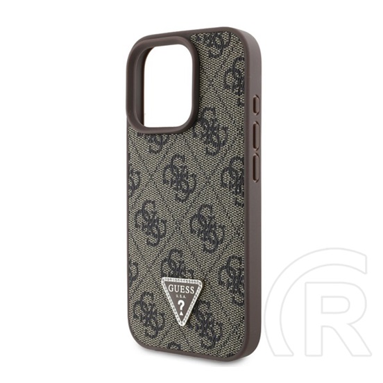 CG Mobile Apple iPhone 17 Pro Max guess pu 4g strass triangle metal logo műanyag védő(ütésálló, bőr hatású hátlap) barna