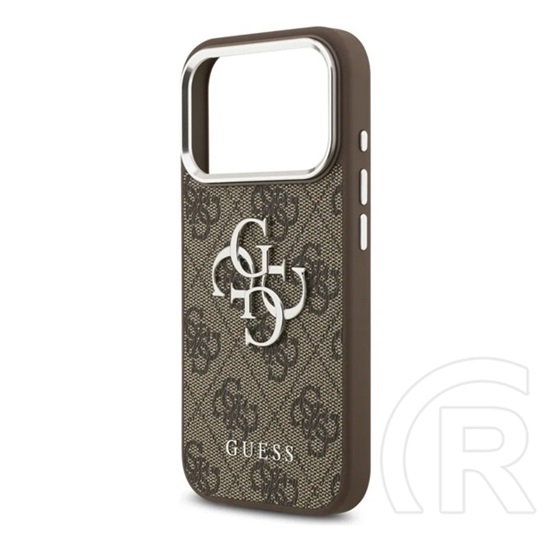 CG Mobile Apple iPhone 17 Pro guess 4g big classic logo szilikon védő (ütésállóság, bőr hatású hátlap) sötétbarna/ezüst
