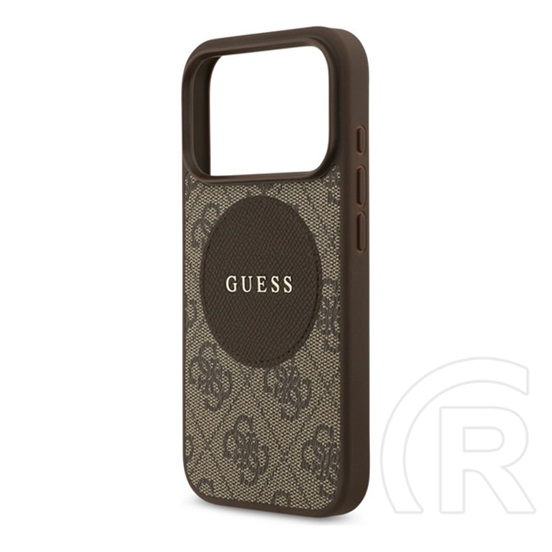 CG Mobile Apple iPhone 17 Pro guess 4g circle classic logo szilikon védő (ütésálló, textil hátlap, magsafe) sötétbarna
