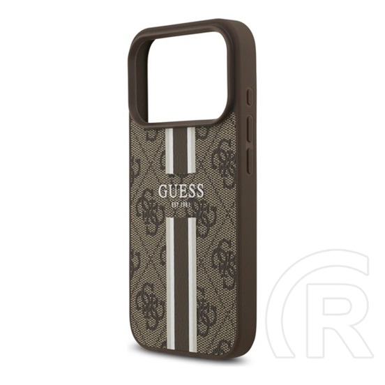 CG Mobile Apple iPhone 17 Pro guess 4g printed stripes szilikon védő (ütésálló, bőr hatású hátlap, magsafe) sötétbarna