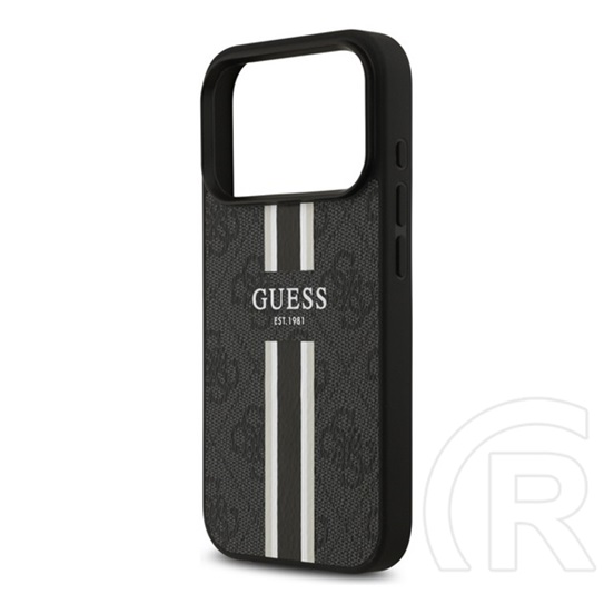 CG Mobile Apple iPhone 17 Pro guess 4g printed stripes szilikon védő (ütésállóság, bőr hatású hátlap, magsafe) fekete