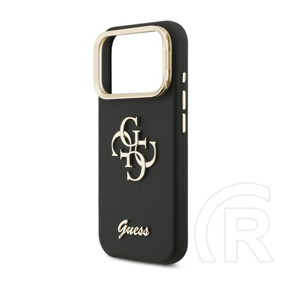 CG Mobile Apple iPhone 17 Pro guess grained big 4g & stand camera védő (eco bőr hatású hátlap, kitámasztó) fekete