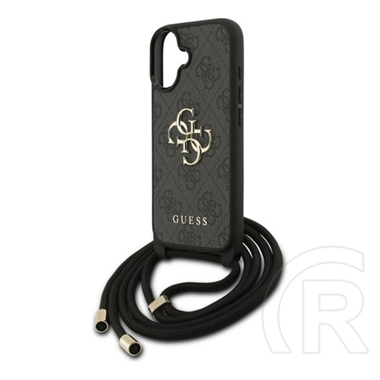CG Mobile Apple iPhone 17 guess 4g big logo cord stap crossbody védő (ütésálló, bőr hatású hátlap + vállpánt) fekete