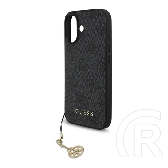 CG Mobile Apple iPhone 17 guess 4g charms műanyag telefonvédő (textil hátlap, telefondísz) sötétszürke