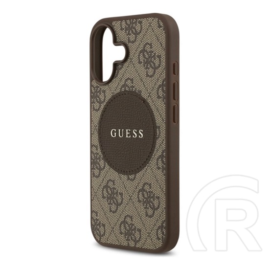 CG Mobile Apple iPhone 17 guess 4g circle classic logo szilikon védő (ütésállóság, textil hátlap, magsafe) sötétbarna
