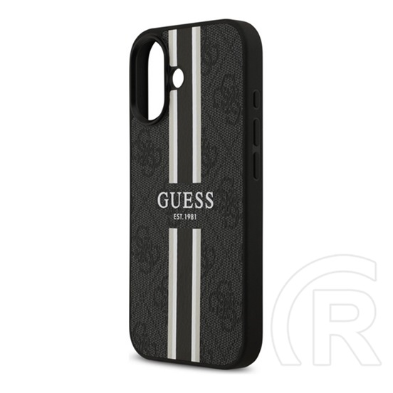 CG Mobile Apple iPhone 17 guess 4g printed stripes szilikon telefonvédő (ütésállóság, bőr hatású hátlap, magsafe) fekete