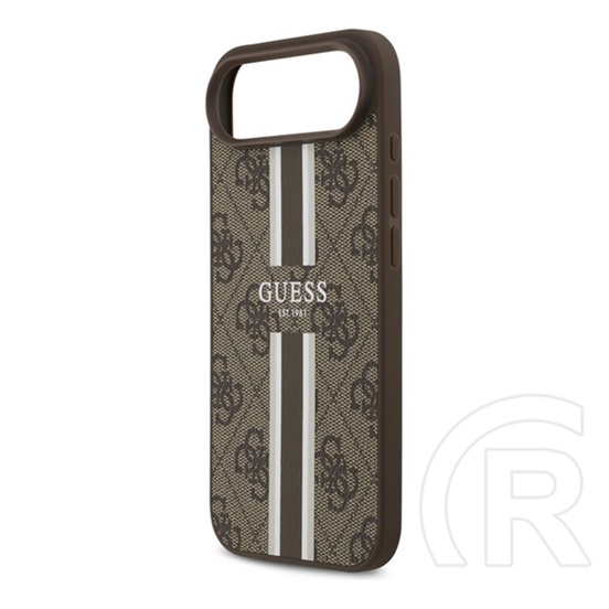 CG Mobile Apple iPhone Air guess 4g printed stripes szilikon védő (ütésállóság, bőr hatású hátlap, magsafe) sötétbarna