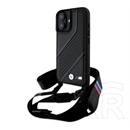 CG Mobile BMW M Edition Carbon Stripe & Strap szilikon telefonvédő (eco bőr hatású, nyakpánt, fekete)