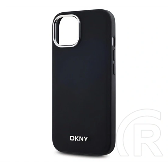 CG Mobile DKNY Plain Silver Logo szilikon telefonvédő (ütésállóság, műanyag hátlap, MagSafe, fekete)