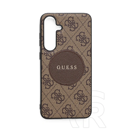 CG Mobile Samsung Galaxy S25 Plus (SM-S936) guess 4g round patch védő (ütésálló, textil hátlap, magsafe) világosbarna