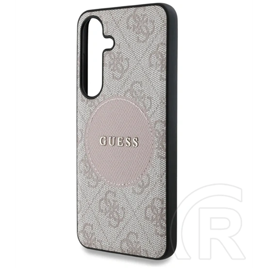 CG Mobile Samsung Galaxy S25 (SM-S931) guess 4g round patch classic logo (ütésálló, textil hátlap, magsafe) rózsaszín