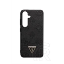 CG Mobile Samsung Galaxy S25 (SM-S931) guess grained hot stamp peony pattern védő (ütésálló, bőr hatású, magsafe) fekete