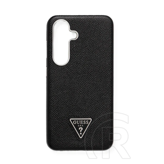 CG Mobile Samsung Galaxy S25 (SM-S931) guess grained triangle védő (ütésálló, bőr hatású hátlap, magsafe) fekete