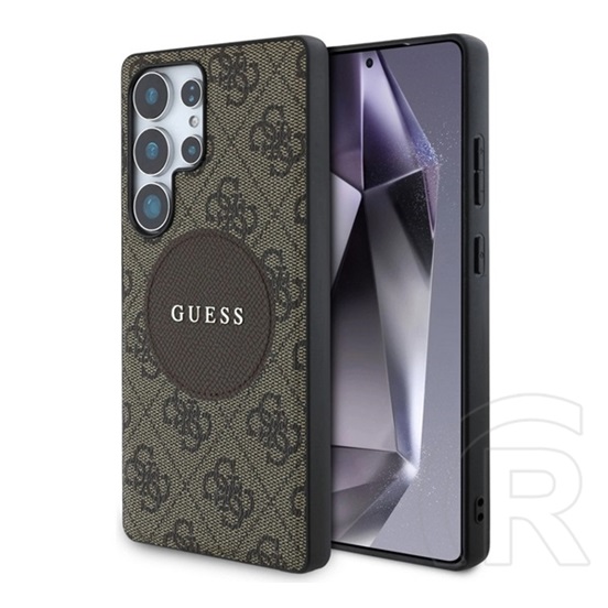 CG Mobile Samsung Galaxy S25 Ultra (SM-S938) guess 4g round patch védő (ütésálló, textil hátlap, magsafe) világosbarna