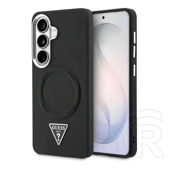 CG Mobile Samsung S26 guess embossed ring triangle logo szilikon telefonvédő (ütésállóság, bőr hatású hátlap) fekete