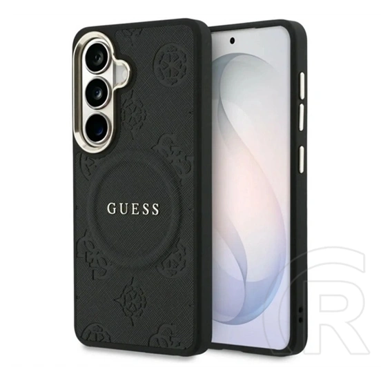 CG Mobile Samsung S26 guess saffiano peony embossed ring szilikon telefonvédő (ütésállóság, bőr hatású hátlap) fekete