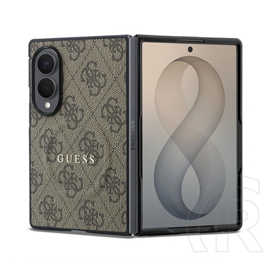 CG Mobile Samsung Z Fold8 guess 4g classic műanyag telefonvédő (ütésállóság, bőr hatású hátlap, mágneses) sötétbarna