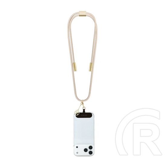 CG Mobile guess crossbody strap 4g charm adatkábel (type-c - type-c, gyorstöltő, nyakpánt, 150cm) bézs