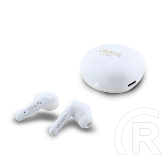 CG Mobile guess glossy classic logo bluetooth fülhallgató sztereo (v5.4, tws, mikrofon + töltőtok) fehér
