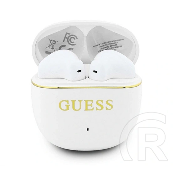 CG Mobile guess gold line glossy classic logo bluetooth fülhallgató sztereó (v5.4, TWS, mikrofon + töltőtok, fehér)