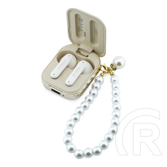 CG Mobile guess pearl strap bluetooth fülhallgató sztereo( tws, mikrofon, ipx5 vízálló, kézpánt+töltőtok)bézs