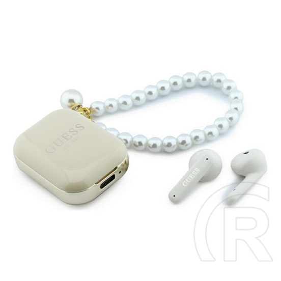 CG Mobile guess pearl strap bluetooth fülhallgató sztereo( tws, mikrofon, ipx5 vízálló, kézpánt+töltőtok)bézs