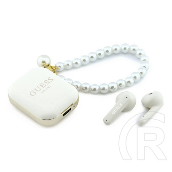 CG Mobile guess pearl strap bluetooth fülhallgató sztereo( tws, mikrofon, ipx5 vízálló, kézpánt+töltőtok)fehér