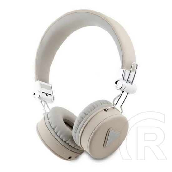 CG Mobile guess pu grained traingle logo bluetooth fejhallgató  (v5.3, mikrofon, zajszűrő, microsd kártyaolvasó) bézs