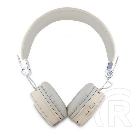 CG Mobile guess pu grained traingle logo bluetooth fejhallgató  (v5.3, mikrofon, zajszűrő, microsd kártyaolvasó) bézs